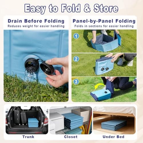Piscina Plegable BerrysParadise Extra Grande con Rociador para Perros y Niños, 2 en 1 Antideslizante