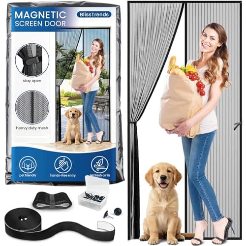 BlissTrends Magnetic Screen Door, Door Screen Magnetic Closure, Patio Screens for Patios Outside Outdoor, Mesh Screen Doors with Magnets Pet Friendly, Screen for Door to Keep Bugs 