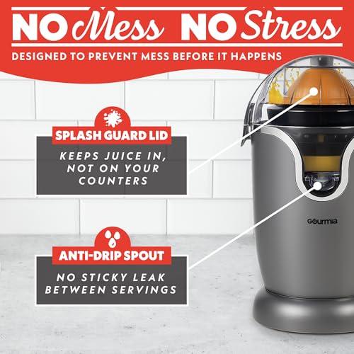 Gourmia Automatic Citrus Juicer - 17 oz Capacity, One-Touch Operation, Universal Cone, Anti-Drip Spout, Dishwasher-Safe Accessories, Compact Quiet 60W Motor thumbnail 3