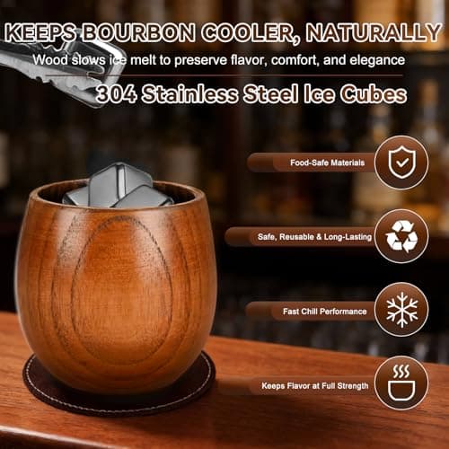 Charred Wooden Bourbon Drinking Glass, Bourbon Gifts for Men, 2 Pack, 10 oz thumbnail 4