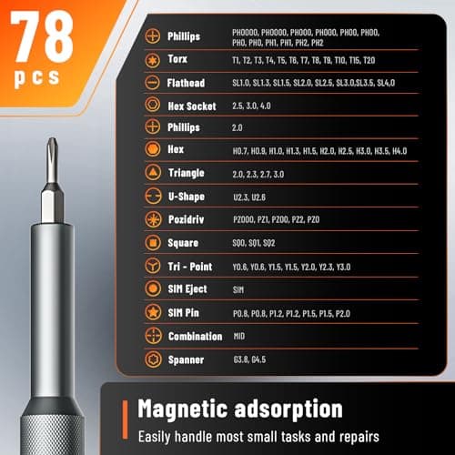 Set de Destornilladores de Precisión KATERK 80 en 1, Kit de Reparación Magnético