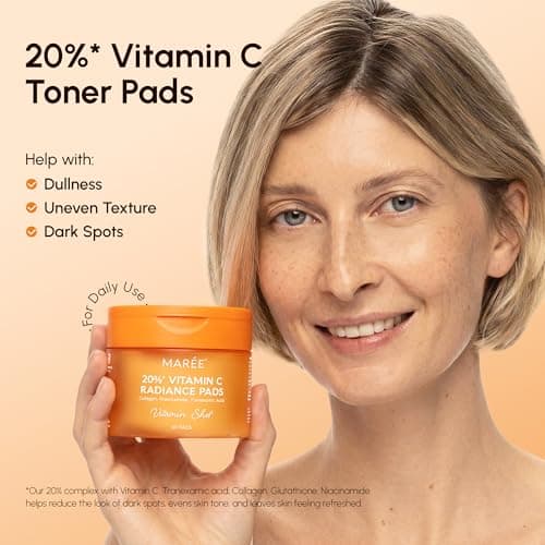 MAREE Vitamin C Toner Pads for Face – Brightening Facial Polishes with 20% Complex: Vitamin C Collagen Niacinamide TXA – Facial Radiance, Uneven Skin Tone, Acne Clearing Pads – Glo thumbnail 2