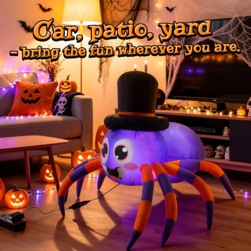 Halloween Trunk or Treat Car Decorations Kit Inflatable Spider with LEDs thumbnail 4