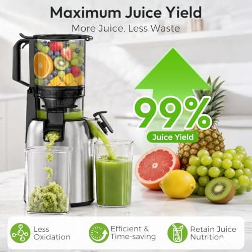 INSMART Juicer Machines, 3-in-1 Cold Press Juicer High Juice Yield | 300W Slow Masticating JuicerS Extractor Machine for Whole Fruits/Vegetables, Low Noise and Safety Lock