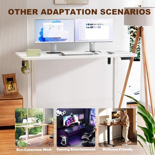 Veken 55 Inch Large Electric Standing Desk,Sit to Stand Up, Heights Adjustable, Work Home Office Computer Table for Study, Walking Pad, Writing, and Games, Wooden Desktop Desks, Wh thumbnail 6