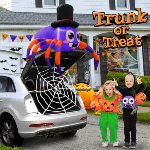 Halloween Trunk or Treat Car Decorations Kit Inflatable Spider with LEDs thumbnail 3