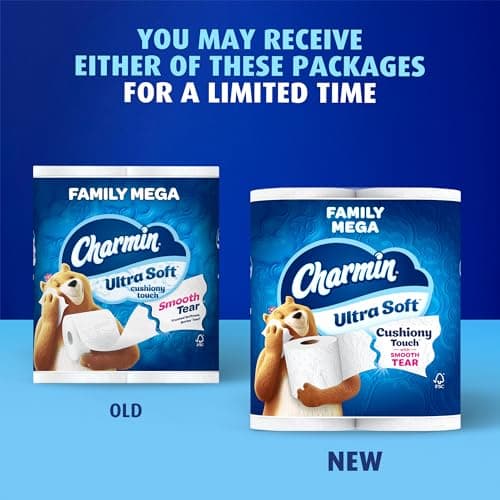 Charmin Ultra Soft Cushiony Touch Toilet Paper, 24 Family Mega = 123 Regular Rolls, White thumbnail 2