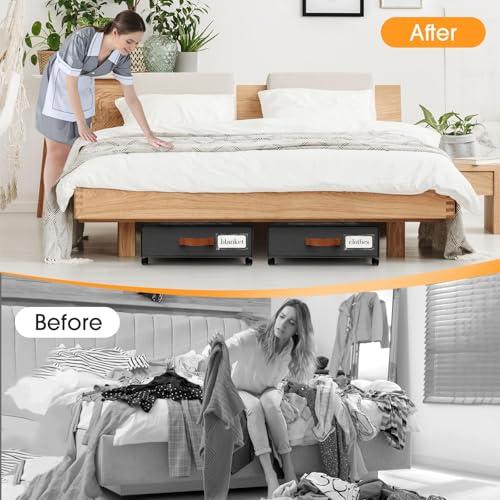 Miniatura de Contenedores de Almacenamiento Bajo Cama SpaceHacks con Ruedas (2-Pack) - Ventana y Etiqueta 5