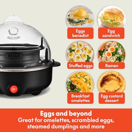 BELLA Egg Cooker, Rapid Boiler & Poacher, Meal Prep Essential, Family Sized Meals: Make Up To 7 Large Boiled Eggs, Dishwasher Safe Lid with Cool-Touch Handles, Poaching Tray Includ thumbnail 6