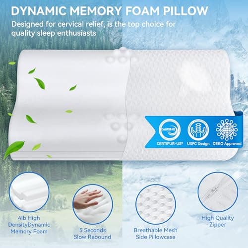 Almohada Cervical Zibroges Queen Ajustable - Memory Foam para Alivio del Dolor y Sueño Fresco