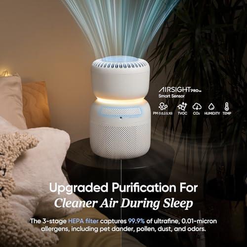 LEVOIT Air Purifier for Home Bedroom with HEPA Filter, White Noise Sound Machine and Blue Light-Free Night Light Support Better Sleep, AHAM VERIFIDE, 5 Air Quality Monitor, Smart W thumbnail 3