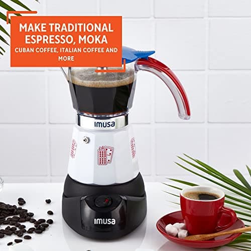 Miniatura de Imusa Special Edition Electric Cuba/Domino themed Espresso Maker, 3 or 6 Cups, White, Red, Blue 7