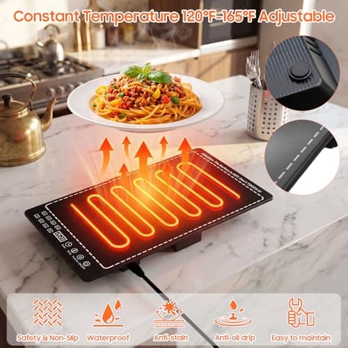 Miniatura de Charola eléctrica para calentar comida, 3 en 1 para fiestas y buffets 6