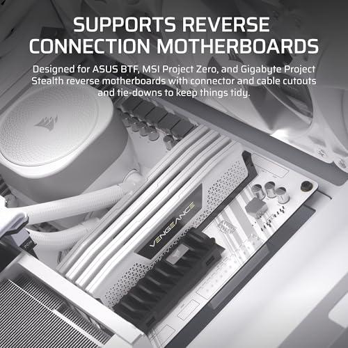 CORSAIR 4000D RS Frame Modular High Airflow Mid-Tower PC Case – 3X CORSAIR RS Fans – InfiniRail™ Fan Mounting System – Fits Multiple 360mm Radiators – Reverse Connector Motherboard thumbnail 9