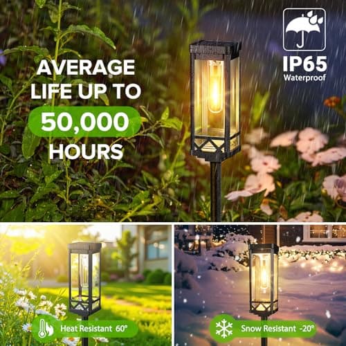 KOOPER Taller Solar Pathway Lights Outdoor, 8 Pack Upgraded Brighter Solar Garden Lights Solar Powered, Up To 15 Hours Outdoor Solar Lights for Yard Landscape Lighting Path Walkway thumbnail 3