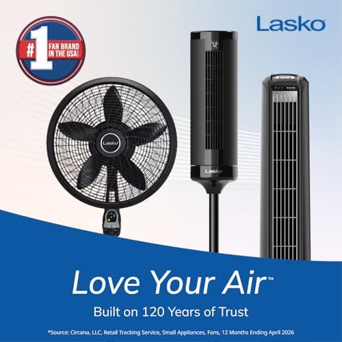 Lasko Oscillating Tower Fan with Remote Control, 3 Quiet Speeds, Timer for Bedroom, Kitchen, Office Use, White, 36" 2510 thumbnail 2