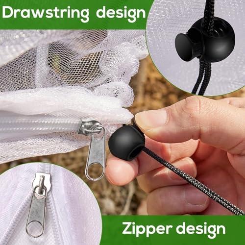2PCS Large 7.8 x 7.8ft Fruit Tree Netting Cover with Zipper and Drawstring,Garden Insect Netting Plant Cover Transparent Bird Plant Barrier Flower Fruit Mesh Screen for Preventing  thumbnail 7