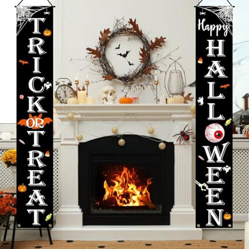 JENFALL Halloween Decorations Outdoor TRICK OR TREAT Happy HALLOWEEN Banner Porch Sign Decor Halloween Door Decorations for Home Indoor Outdoor Wall Party thumbnail 7