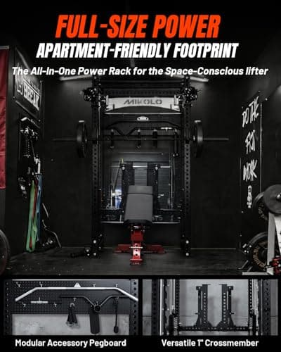 Mikolo Anubis-2.0 Smith Machine with Weight Stack, 3“×3” All-in-One Power Cage with LAT Pulldown & Cable Crossover, 3200LBS Multi-Function Trainer with Aluminum Pulley System for F thumbnail 5