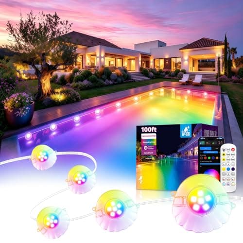 100FT RGB Swimming Pool Lights, IP68 Waterproof, Remote/App Control
