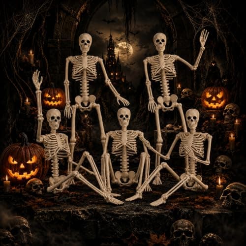 GCNBCNB Halloween Skeleton Decorations,36" Posable Human Skeleton Decorations for Halloween Party Decor, Haunted House Props Indoor Outdoor Decoration