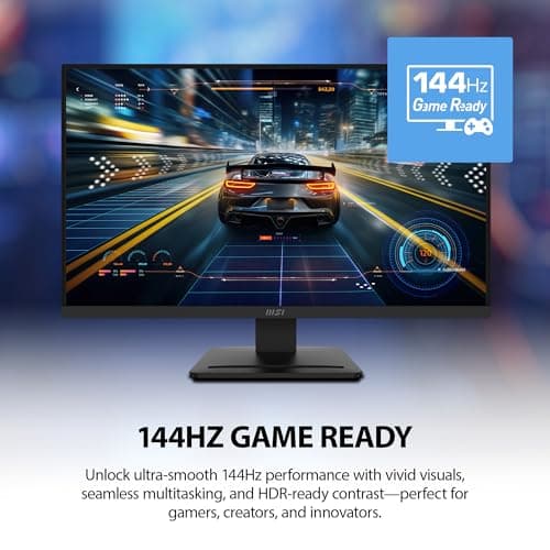 msi PRO MP273 E14A 27-inch IPS 1920 x 1080 (FHD) Gaming Office Monitor, 144Hz, Free-Sync, HDMI, DisplayPort, VGA Port, VESA Mountable, Tilt, Speaker, 4-Side Slim Bezel 1ms, Black thumbnail 3