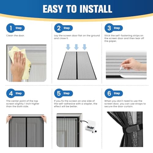 BlissTrends Magnetic Screen Door, Door Screen Magnetic Closure, Patio Screens for Patios Outside Outdoor, Mesh Screen Doors with Magnets Pet Friendly, Screen for Door to Keep Bugs 
