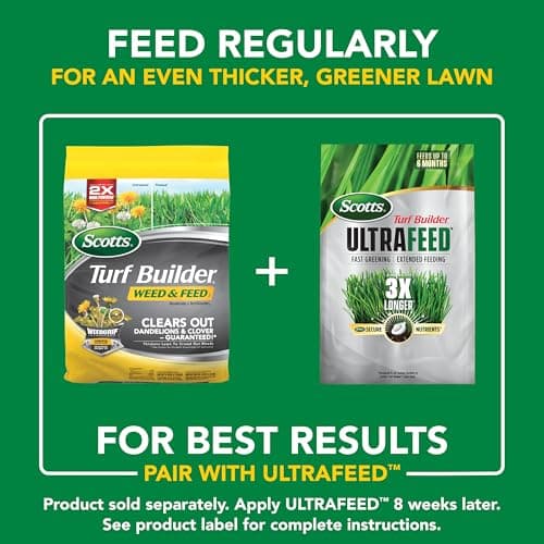 Scotts Turf Builder Weed and Feed5 - Weed Killer Plus Lawn Fertilizer, Lawn Weed Killer, Controls Dandelion and Clover, Grass Fertilizer for Up to 4,000 sq. ft., 11.32 lb. thumbnail 8