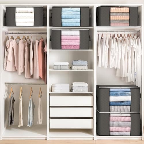 90L Large Storage Bags, 6 Pack Clothes Storage Bins Closet Organizers thumbnail 5