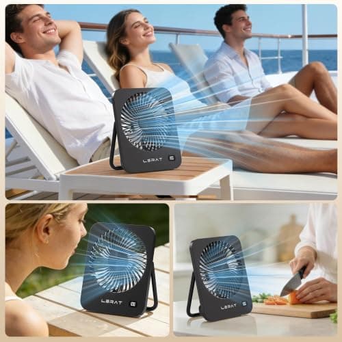Ventilador Portátil Lerat USB Recargable con Pantalla LED, 5 Velocidades, Plegable 180° y Ultra Silencioso