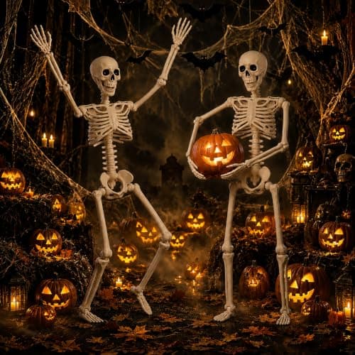 GCNBCNB Halloween Skeleton Decorations,36" Posable Human Skeleton Decorations for Halloween Party Decor, Haunted House Props Indoor Outdoor Decoration