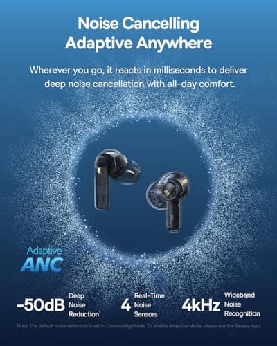 Two Items: Baseus Bass BP1 Pro ANC Wireless Earbuds + 6' 100W USB-C Cable thumbnail 2