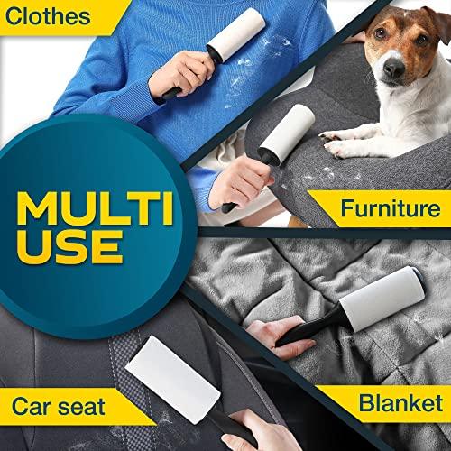 Lint Rollers for Pet Hair, Sticky, Remover for Couch, Clothes Furniture and Carpet. Dog Hair Remover Cat Hair, Animal Fur, Fuzz. 5 Large Lint Rollers