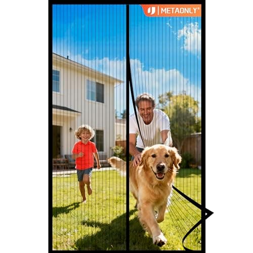 METAONLY Magnetic Screen Door Mesh, Works for Patio, Sliding Door, Keeps Bug Mosquito Out, Fresh Air Flow, Fits 36" x 80" Door - Curtain Size 38" x 82", Black