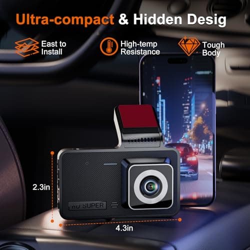 Miniatura de Cámara para Coche 4 Pulgadas HD 1080p con Visión Nocturna, Gran Angular y Sensor G – Vigilancia 24H 7