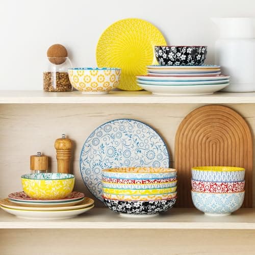 Set de 6 Platos Hondos vancasso 8.5" para Pasta/Ensalada, Porcelana Floral, 40 oz