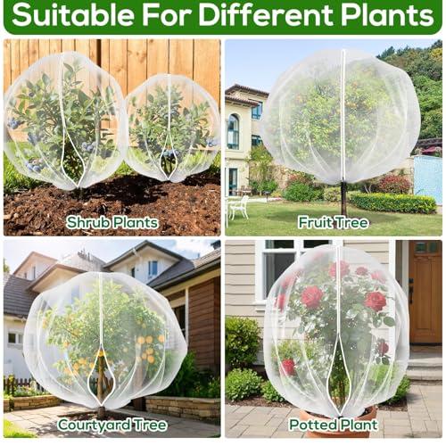 2PCS Large 7.8 x 7.8ft Fruit Tree Netting Cover with Zipper and Drawstring,Garden Insect Netting Plant Cover Transparent Bird Plant Barrier Flower Fruit Mesh Screen for Preventing  thumbnail 8