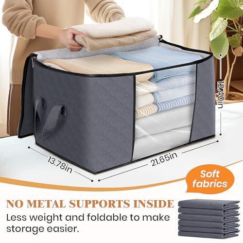 Fab totes Storage Bags,Clothes Blanket Storage Bins Foldable Closet Organizers with Reinforced Handle for Home Dorm Storage and Organization,Fabric Bags for Organizing Bed Sheets,C