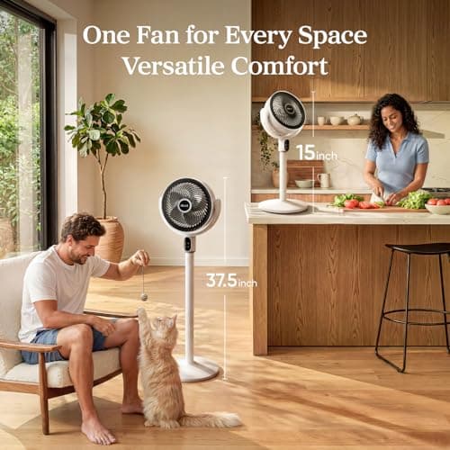 LEVOIT Standing Fan for Bedroom, 20dB Quiet Pedestal Fan for Sleep, 1024 CFM Ultra-High Airflow, 90° Oscillating Floor Fan, DC Motor, 5 Speeds, 12H Timer, Remote, for Home, Room, O thumbnail 4