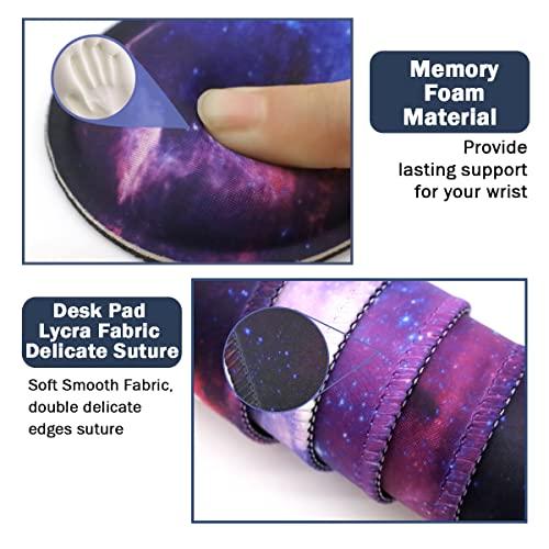 Large Mouse Pad and Keyboard Wrist Rest, Desk Pad for Keyboard and Mouse, 4-in-1 Large Gaming Mouse Pad with Wrist Support, Desk Mat for Home Office Study Game-Galaxy Fluid