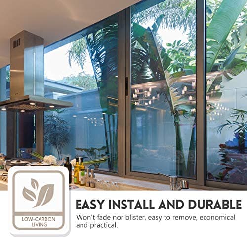 KESPEN Window Privacy Film One Way Static Cling Tint, Black, 17.5InX6.5Ft
