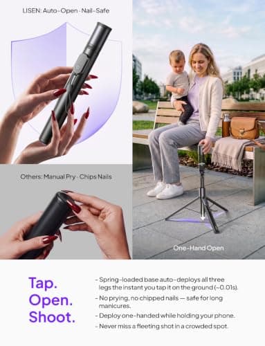 LISEN 67" Selfie Stick Tripod with Remote for Content Creators thumbnail 3