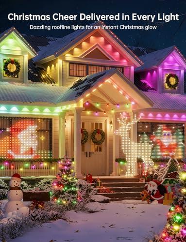 Miniatura de Luces Exteriores Permanentes Inteligentes RGB de 200 Pies, Control App/Remoto, Música, IP65 2