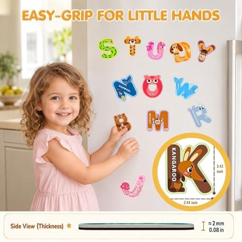 Miniatura de Imanes de Letras ABC para Refrigerador - Set Educativo con Animales para Niños 4