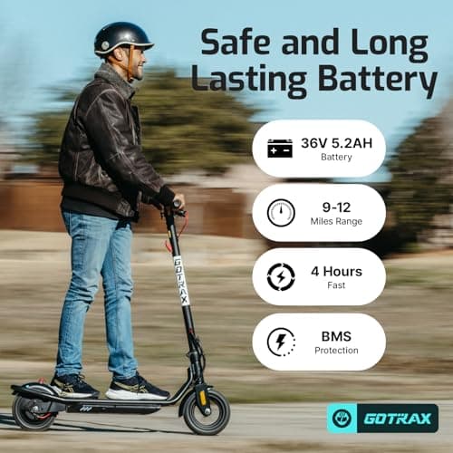 Gotrax Electric Scooter for Adults, Max 12 Mile Range & 15.5Mph by 250W Motor, 8.5" Front Air & Rear Solid Tires, Max Load 220lbs & Big Display with Cruise Control, Foldable EScoot thumbnail 3