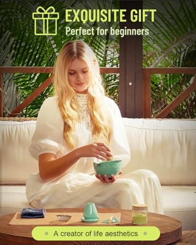Set Completo de Matcha de Cerámica (8 Pzas): Batidor de Bambú y Tazón de 510ml