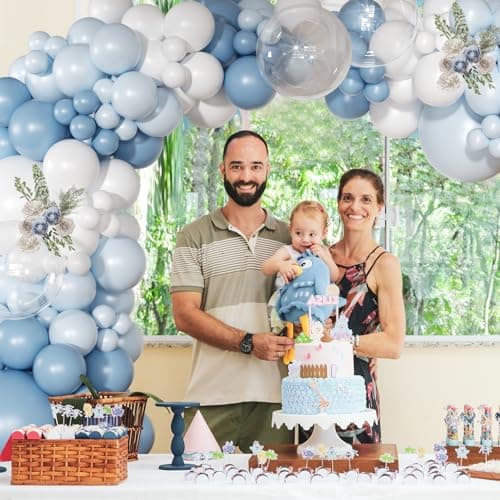 NUTTYBASH Dusty Blue Balloon Arch Kit Light Blue White Balloon Garland Kit thumbnail 3