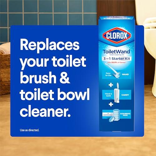 Clorox ToiletWand Disposable Toilet Cleaning System, Spring Cleaning Essential, ToiletWand, Storage Caddy, and 16 Disinfecting ToiletWand Scrubbing Pad Refills thumbnail 8
