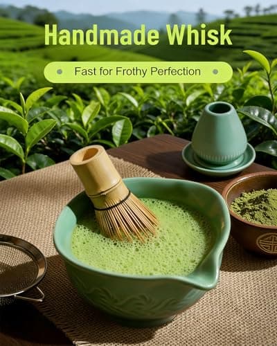 Set Completo de Matcha de Cerámica (8 Pzas): Batidor de Bambú y Tazón de 510ml