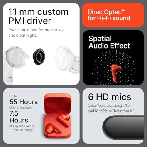 CMF By Nothing Buds 2 48dB Hybrid ANC True Wireless Earbuds, Strong and Comfort Noise Cancelling, Ultra Bass and Dirac Sound, in-Ear Detection, 55H Playtime, 6ENC Mics, Bluetooth 5 thumbnail 3